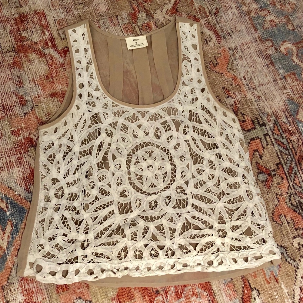 Urban Outfitters Cream & Tan Lace Top